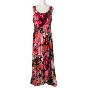 Isaac Mizrahi Pink and Red Sleeveless Maxi Sundress